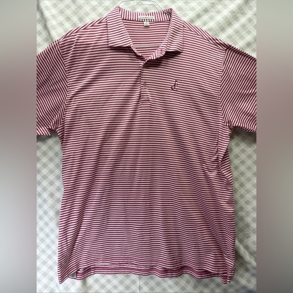 Peter Millar Other - Peter Millar Golf Polo Shirt Mens XL Maroon White Striped 100% Cotton